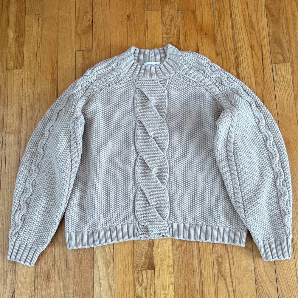 Lafayette 148 Chunky Cable Knit Cashmere Wool Sweater M